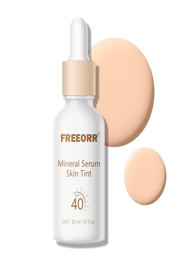 Freeorr Skin Tint with SPF 40,24HR Tinted Mineral Sunscreen Serum with Zinc Oxide,Multi-use Tinted SPF Serum Foundation,Long Lasting Full Coverage Buildable Foundation-Classic Ivory, 1 Fl Oz - Image 1
